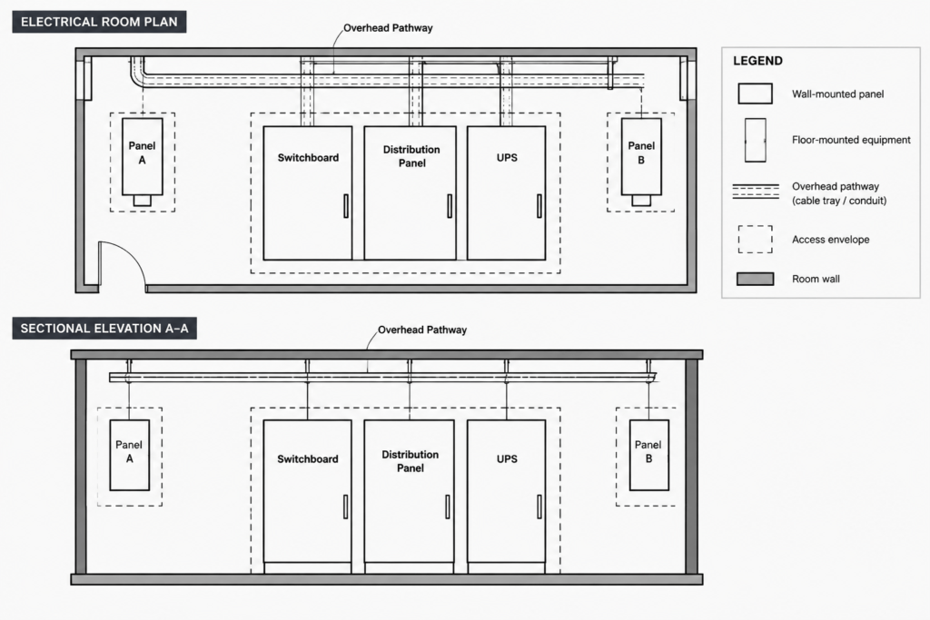How to Draft an Electrical Room Layout Drawing for Better Coordination electrical CAD illustration
