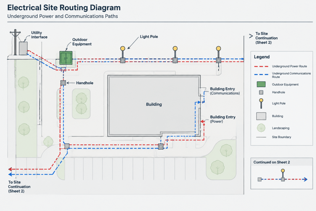 How to Draft an Electrical Site Plan in CAD: Utilities, Routing, and Coordination electrical CAD illustration