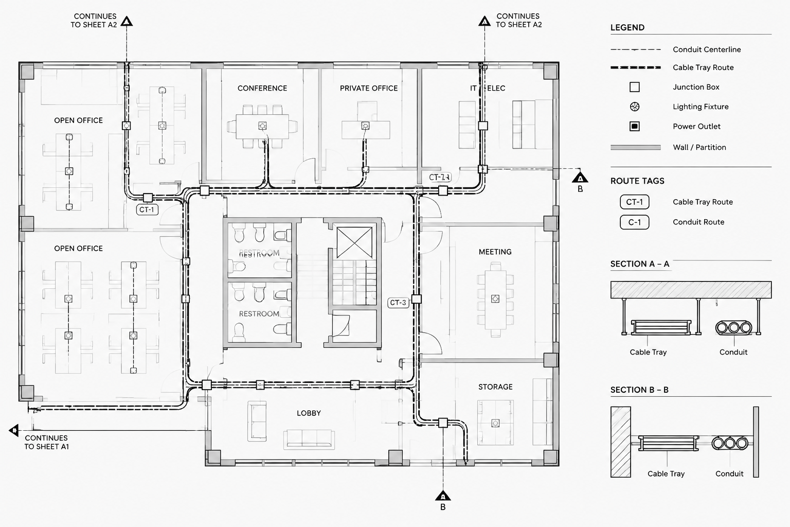 How to Draft Clear Conduit and Cable Tray Routing Plans electrical CAD illustration
