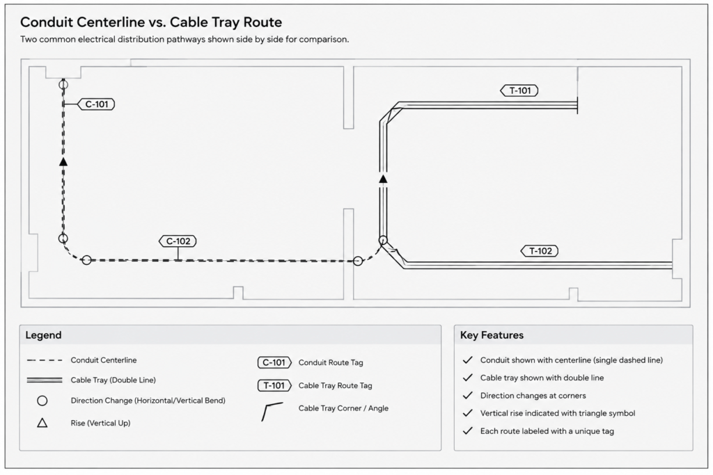 How to Draft Clear Conduit and Cable Tray Routing Plans electrical CAD illustration