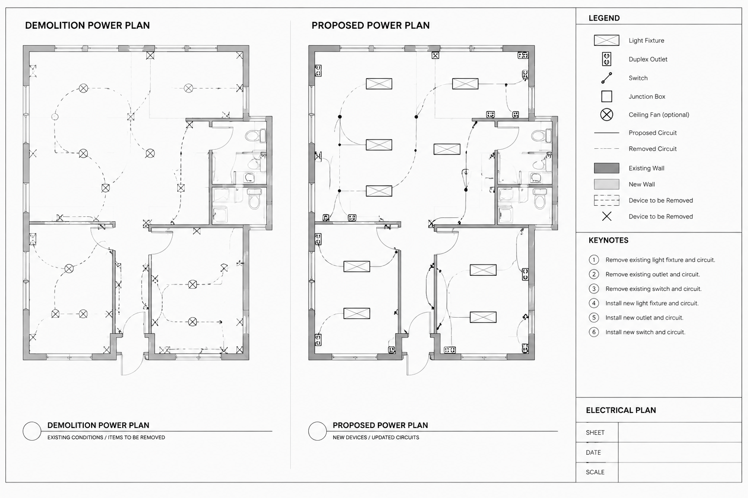 How to Draft Electrical Demolition and Renovation Plans in CAD