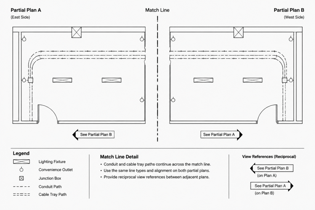 How to Draft Electrical Enlarged Plans, Match Lines, and Callouts in CAD electrical CAD illustration