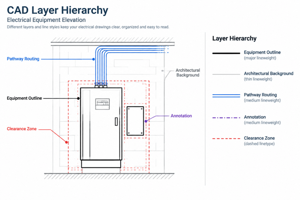 How to Draft Electrical Equipment Elevations in CAD electrical CAD illustration