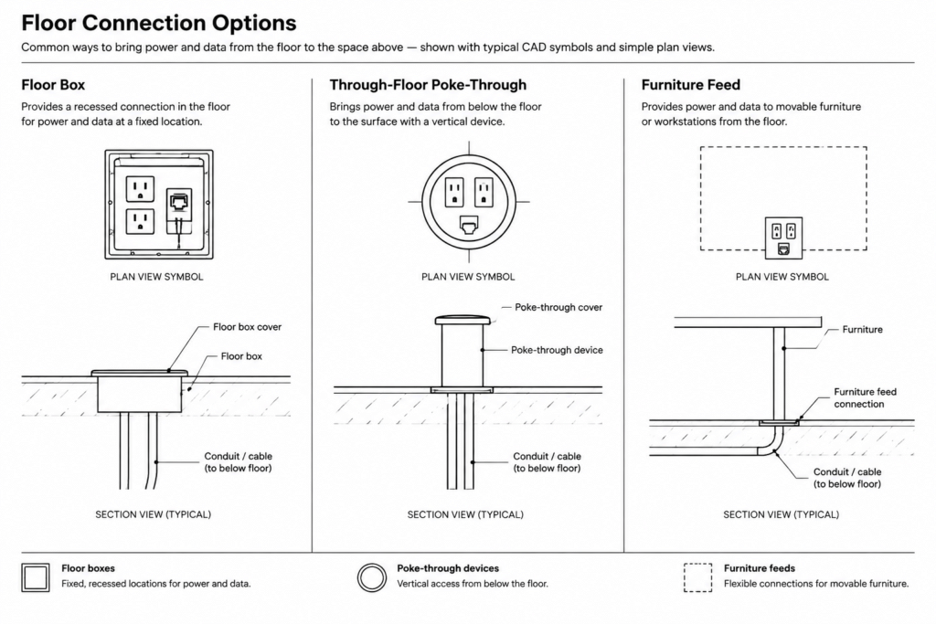How to Draft Electrical Floor Boxes and Poke-Through Devices in CAD electrical CAD illustration