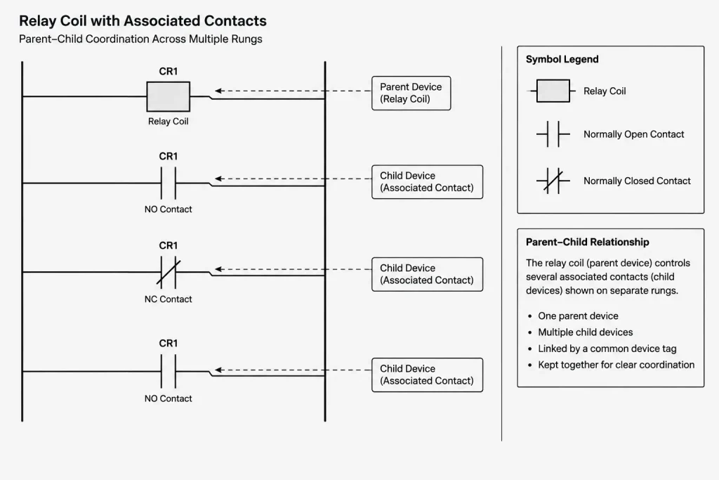 How to Draft Electrical Ladder Diagrams in CAD: Rails, Rungs, Devices, and Cross-References electrical CAD illustration