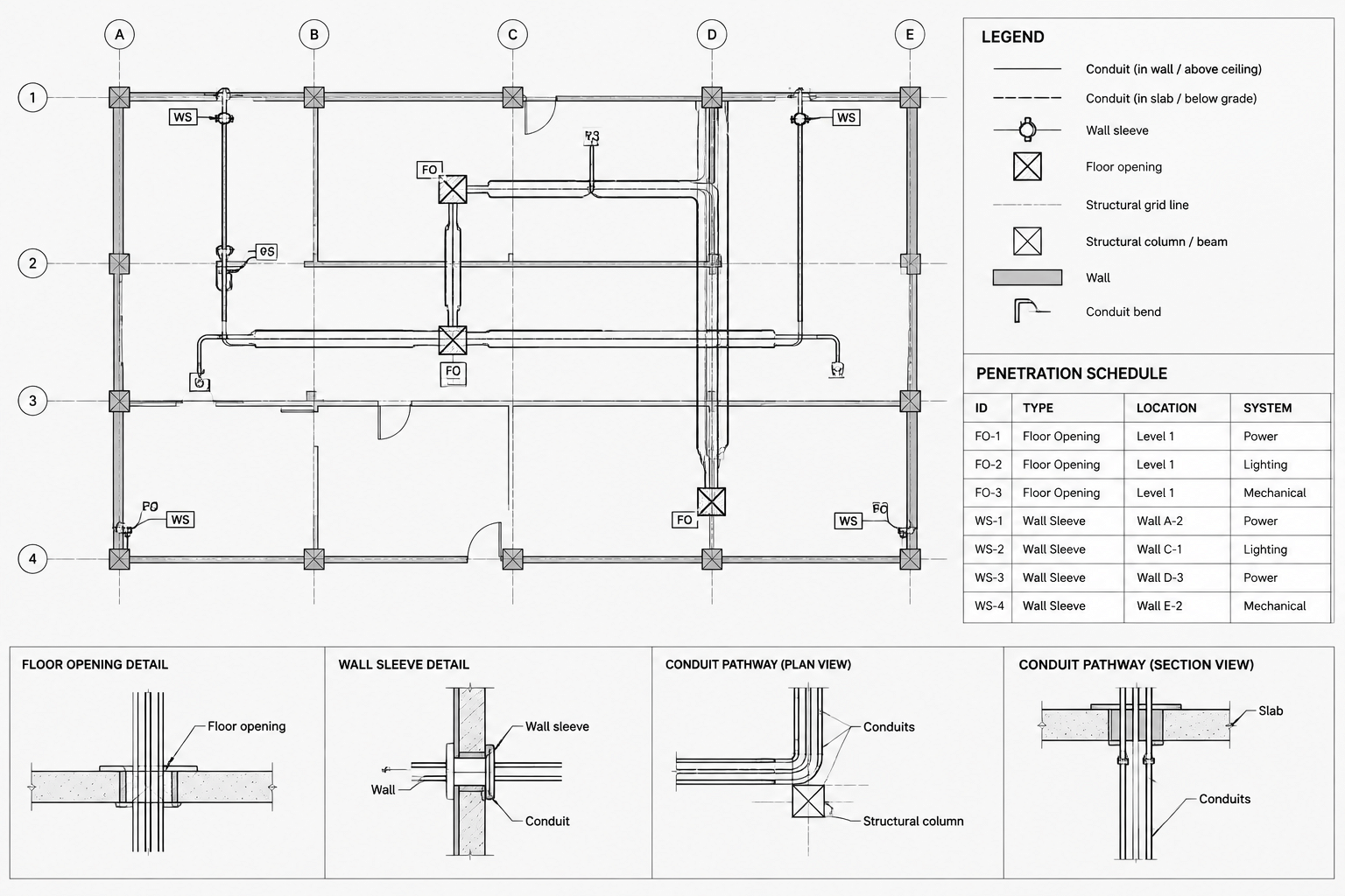 How to Draft Electrical Penetration and Sleeve Coordination Drawings in CAD