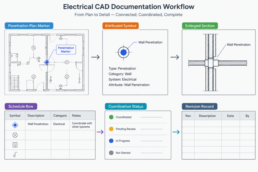 How to Draft Electrical Penetration and Sleeve Coordination Drawings in CAD electrical CAD illustration