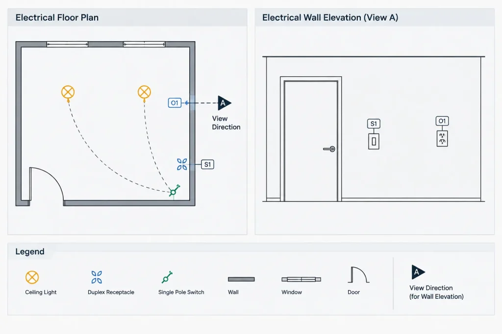 How to Draft Electrical Wall Elevations for Device Coordination electrical CAD illustration