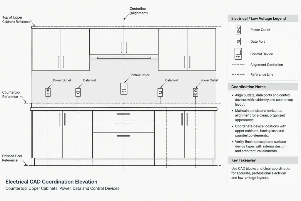 How to Draft Electrical Wall Elevations for Device Coordination electrical CAD illustration