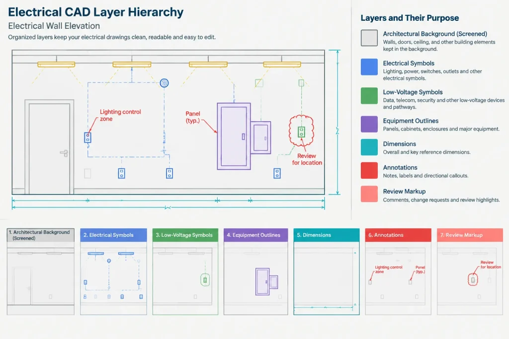 How to Draft Electrical Wall Elevations for Device Coordination electrical CAD illustration