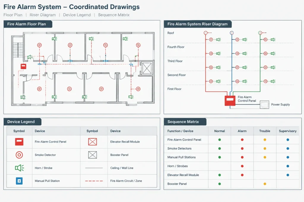 How to Draft Fire Alarm Plans in CAD: Devices, Circuits, Zones, and References electrical CAD illustration