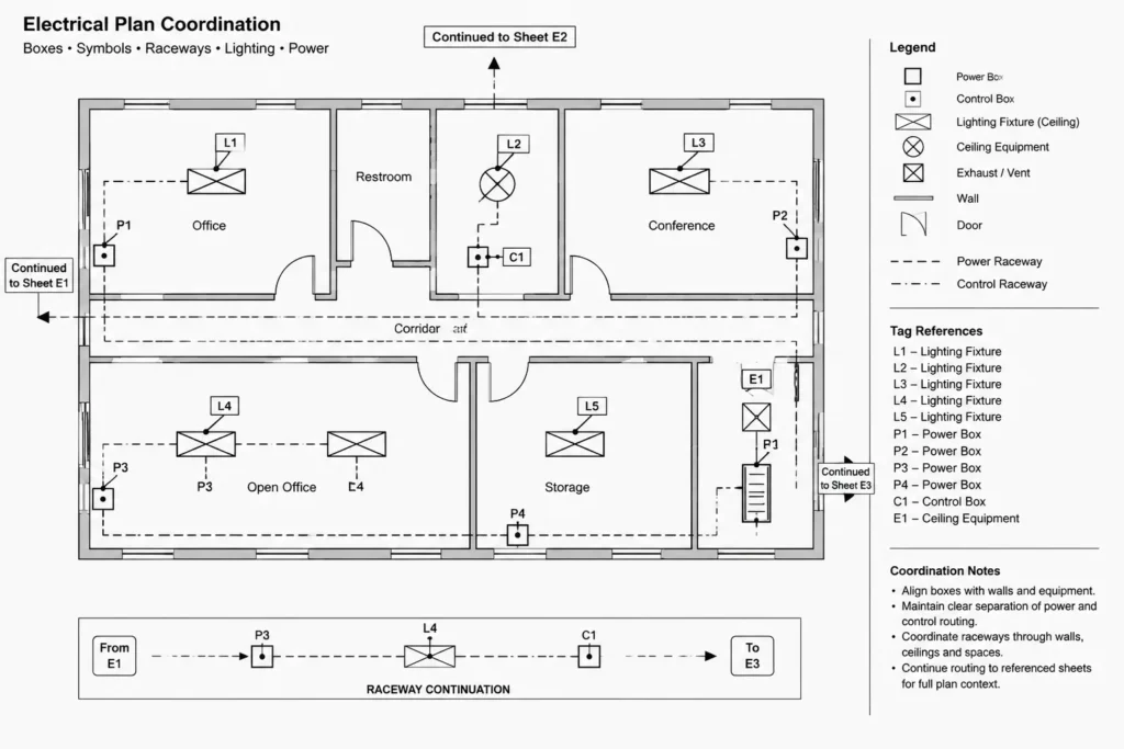 How to Draft Junction Boxes and Pull Boxes on Electrical CAD Plans electrical CAD illustration