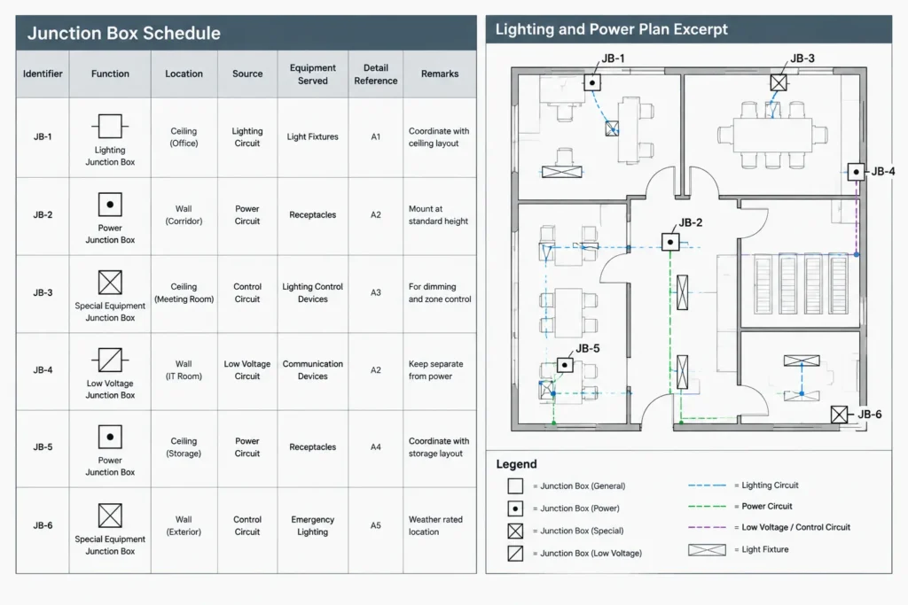 How to Draft Junction Boxes and Pull Boxes on Electrical CAD Plans electrical CAD illustration