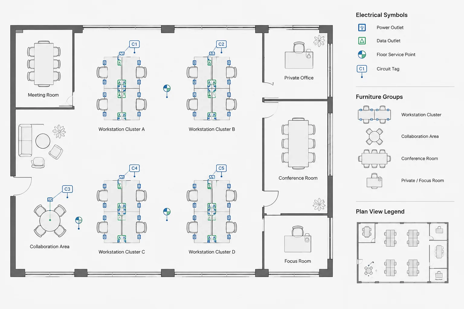 How to Draft Power and Data Connections for Modular Furniture in CAD