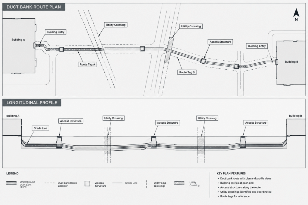 How to Draft Underground Electrical Duct Bank Plans and Profiles in CAD electrical CAD illustration