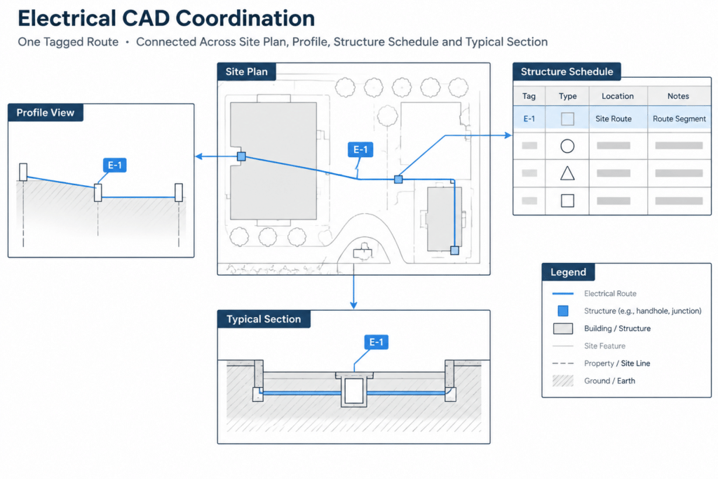 How to Draft Underground Electrical Duct Bank Plans and Profiles in CAD electrical CAD illustration