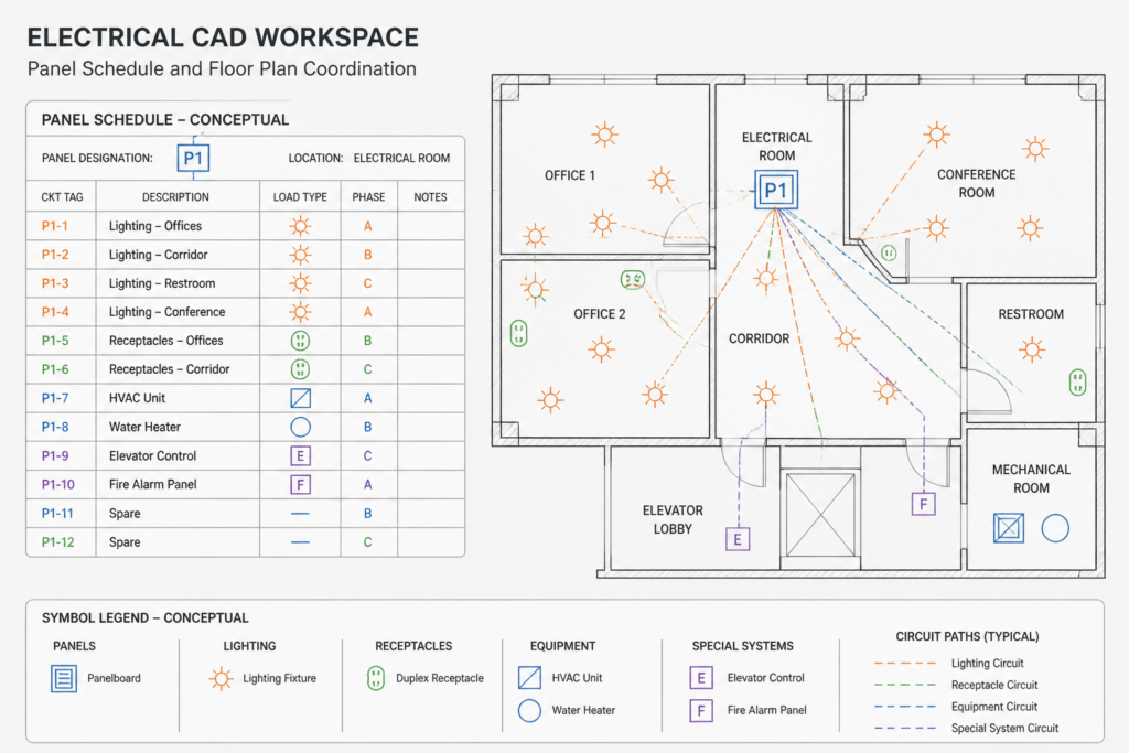 How to Read an Electrical Panel Schedule and Coordinate It with a CAD Plan