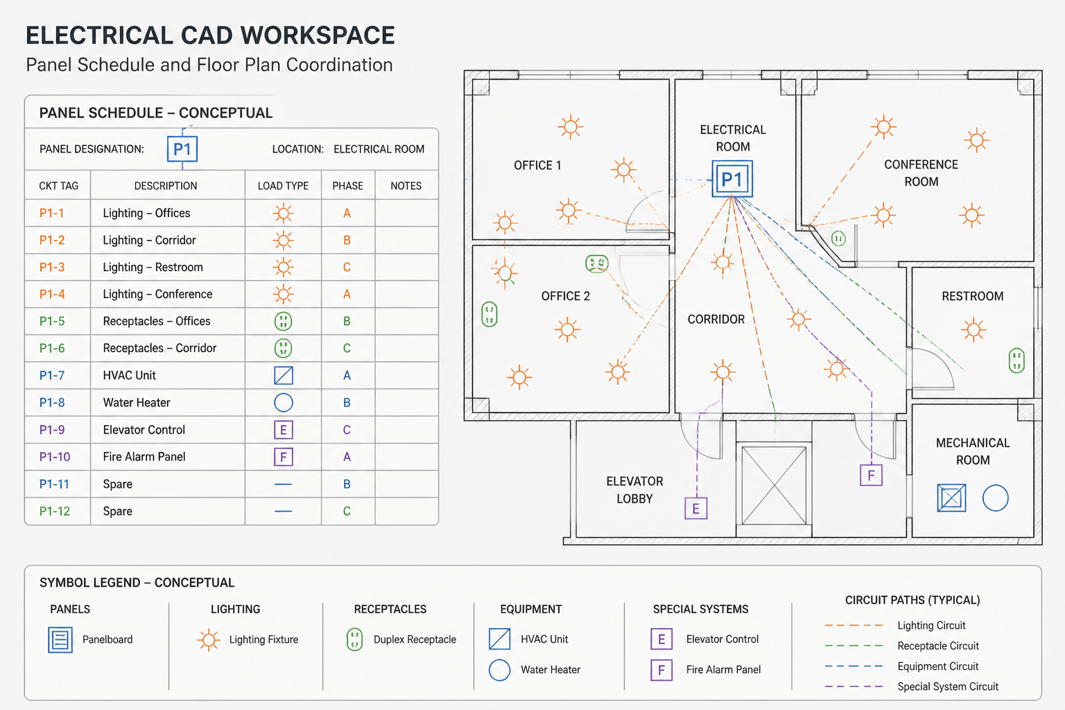 How to Read an Electrical Panel Schedule and Coordinate It with a CAD Plan
