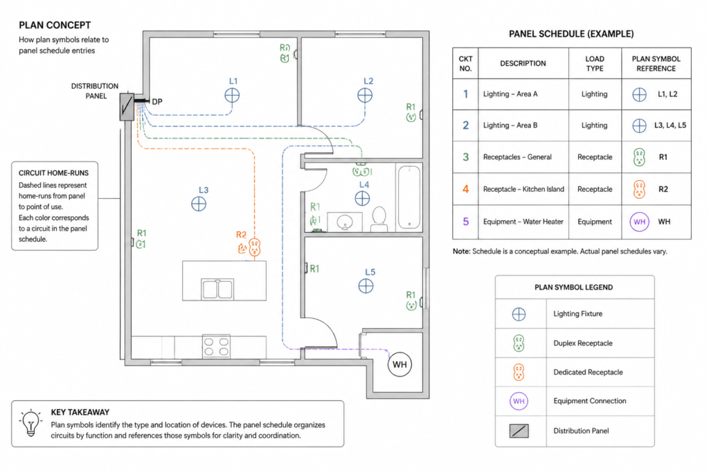 How to Read an Electrical Panel Schedule and Coordinate It with a CAD Plan engineering illustration