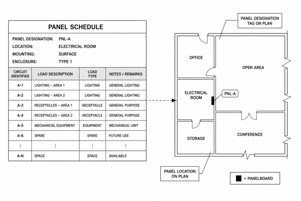 How to Read an Electrical Panel Schedule and Coordinate It with a CAD Plan engineering illustration