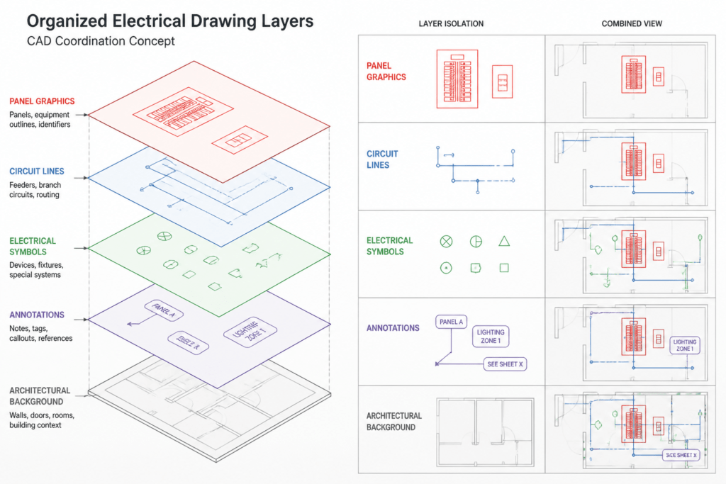 How to Read an Electrical Panel Schedule and Coordinate It with a CAD Plan engineering illustration