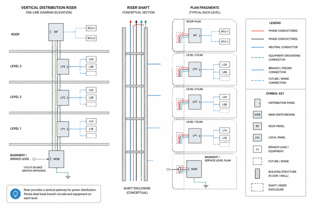 How to Read an Electrical Riser Diagram and Coordinate It with CAD Plans engineering illustration
