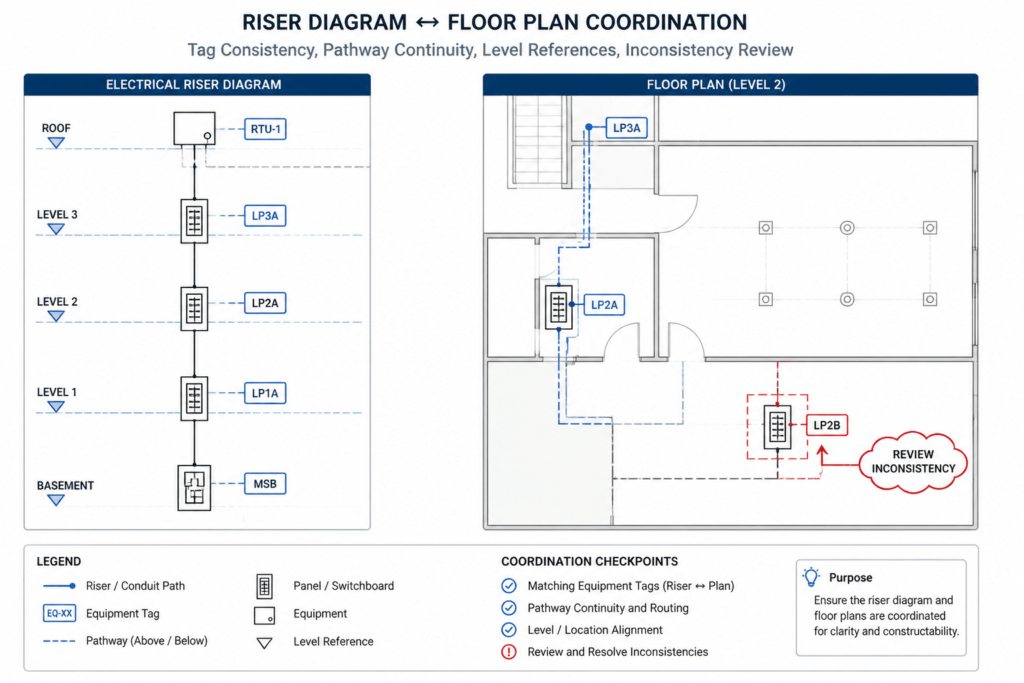 How to Read an Electrical Riser Diagram and Coordinate It with CAD Plans engineering illustration