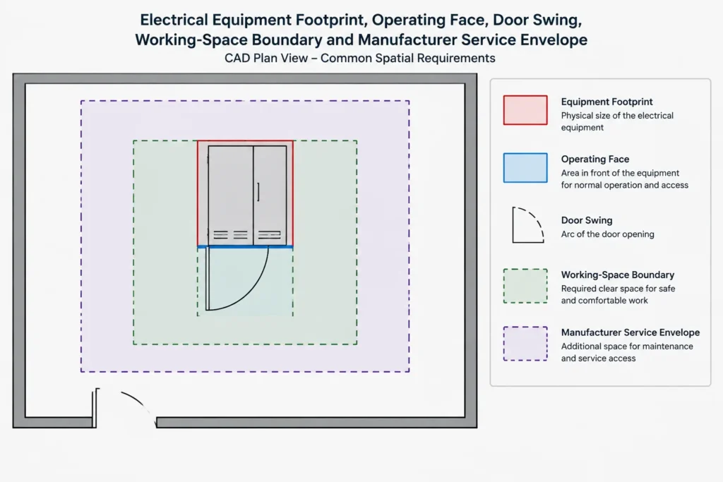 How to Show Electrical Equipment Clearances and Access Zones in CAD electrical CAD illustration