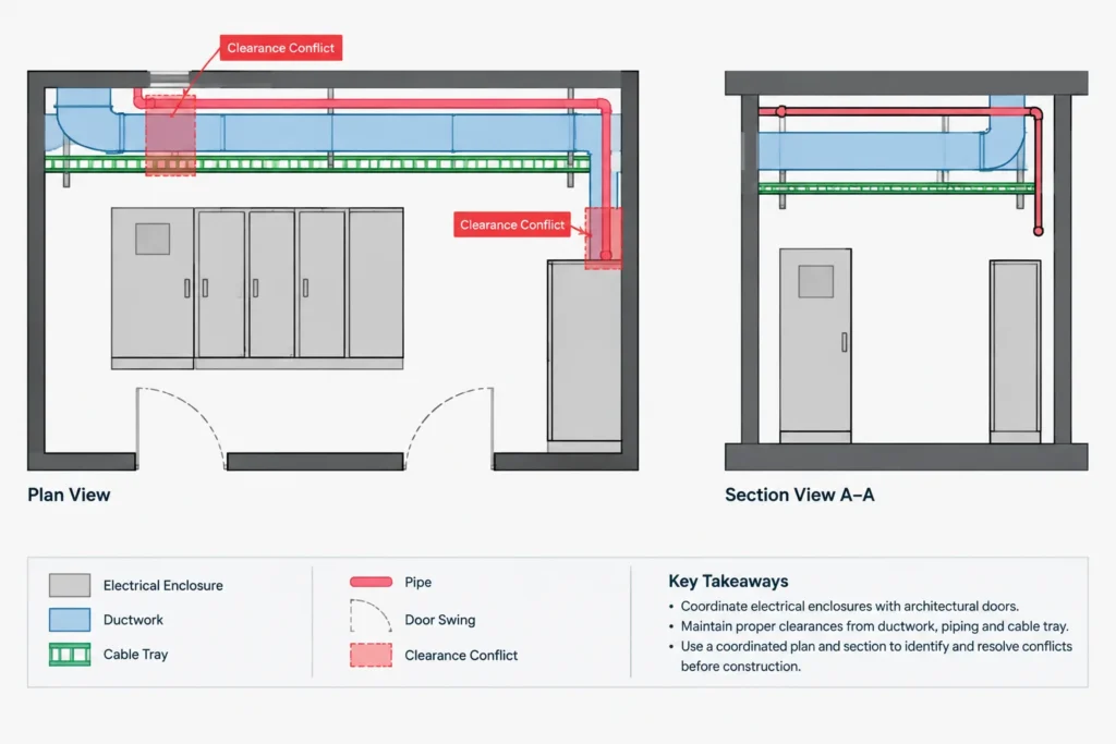 How to Show Electrical Equipment Clearances and Access Zones in CAD electrical CAD illustration