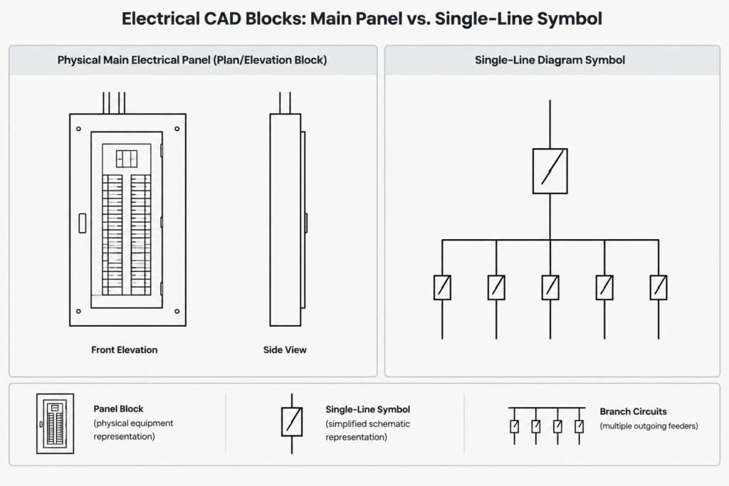 Main Electrical Panel DWG Block for AutoCAD | Download Free Drawing electrical CAD illustration