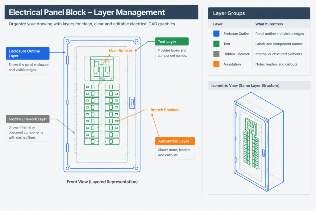 Main Electrical Panel DWG Block for AutoCAD | Download Free Drawing electrical CAD illustration
