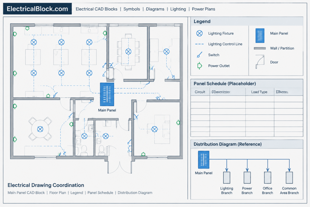 Main Electrical Panel DWG Block for AutoCAD | Download Free Drawing electrical CAD illustration