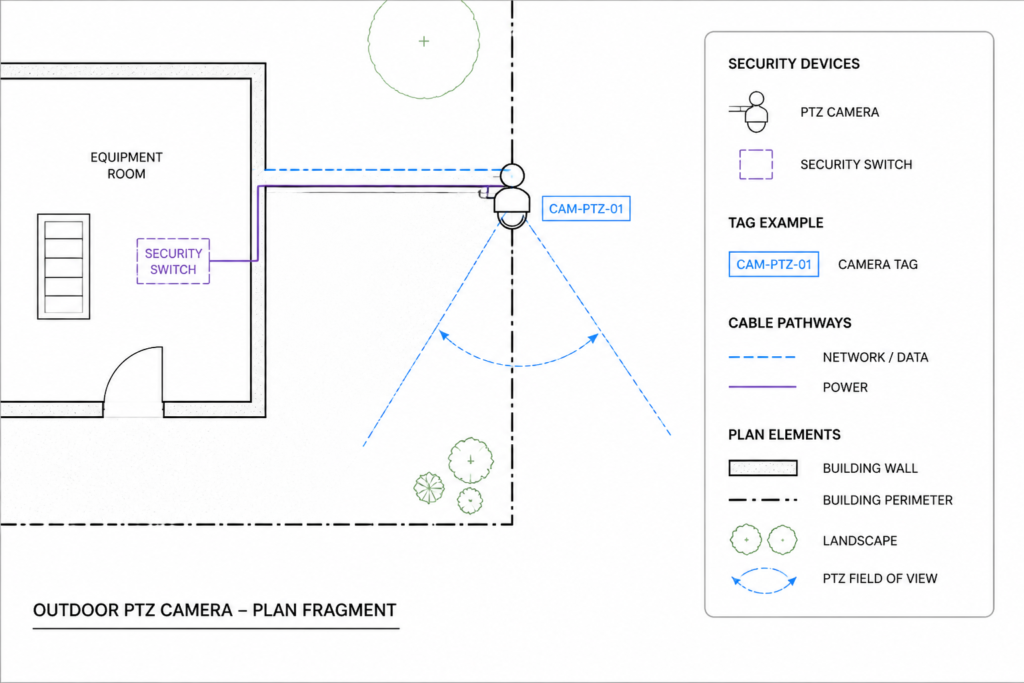 Outdoor PTZ Camera DWG Block for AutoCAD – Free Download engineering illustration