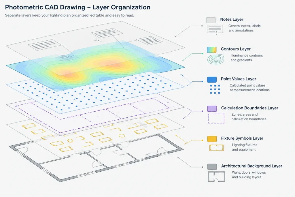 Photometric Plans in CAD: Coordinating Lighting Calculations with Construction Drawings electrical CAD illustration