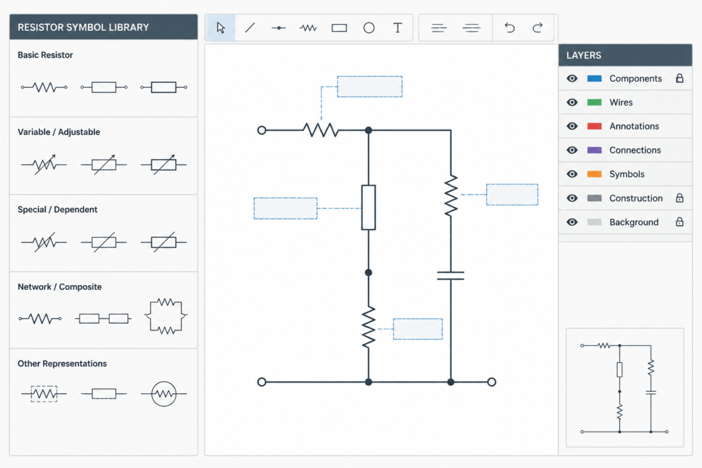 Resistors Symbols DWG: AutoCAD CAD Blocks for Electrical Drawings engineering illustration