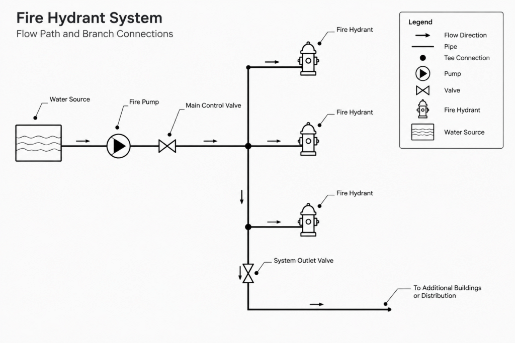 Schematic Diagram for Fire Hydrant System AutoCAD Drawing electrical CAD illustration