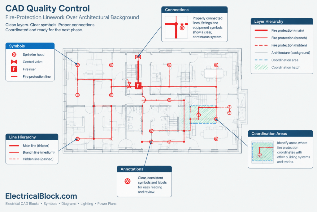 Schematic Diagram for Fire Hydrant System AutoCAD Drawing electrical CAD illustration