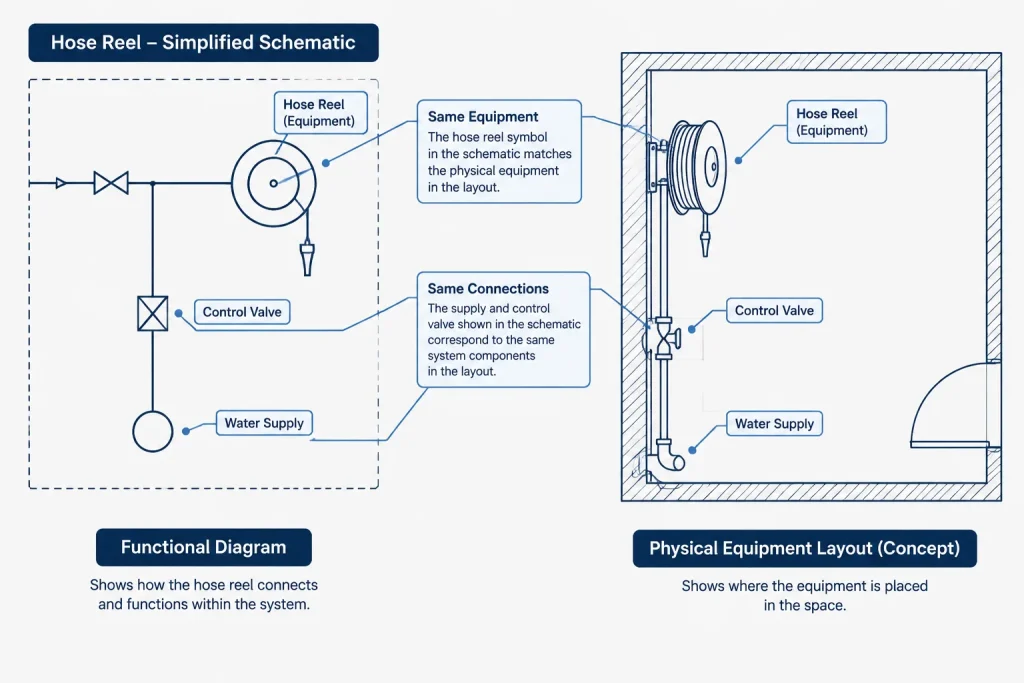 Schematic Diagram for Hose Reel System | AutoCAD Drawing electrical CAD illustration