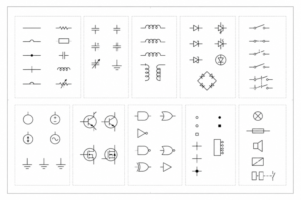 Schematic Miscellaneous Symbols DWG for AutoCAD Drawings engineering illustration