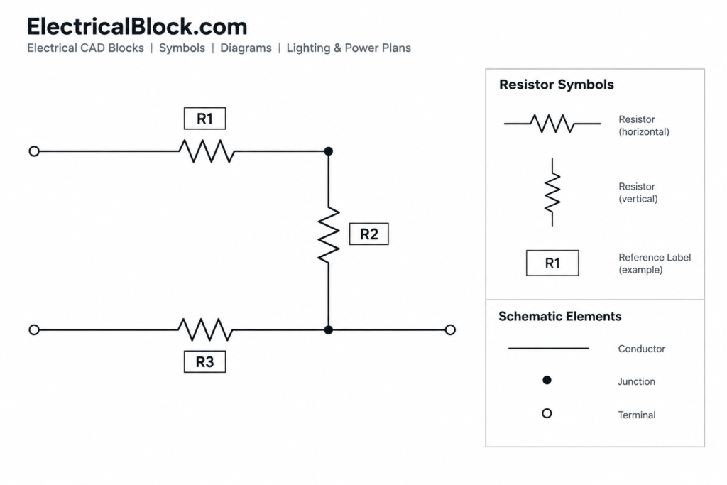 Schematic Resistor Symbols DWG for AutoCAD | Free CAD Blocks electrical CAD illustration