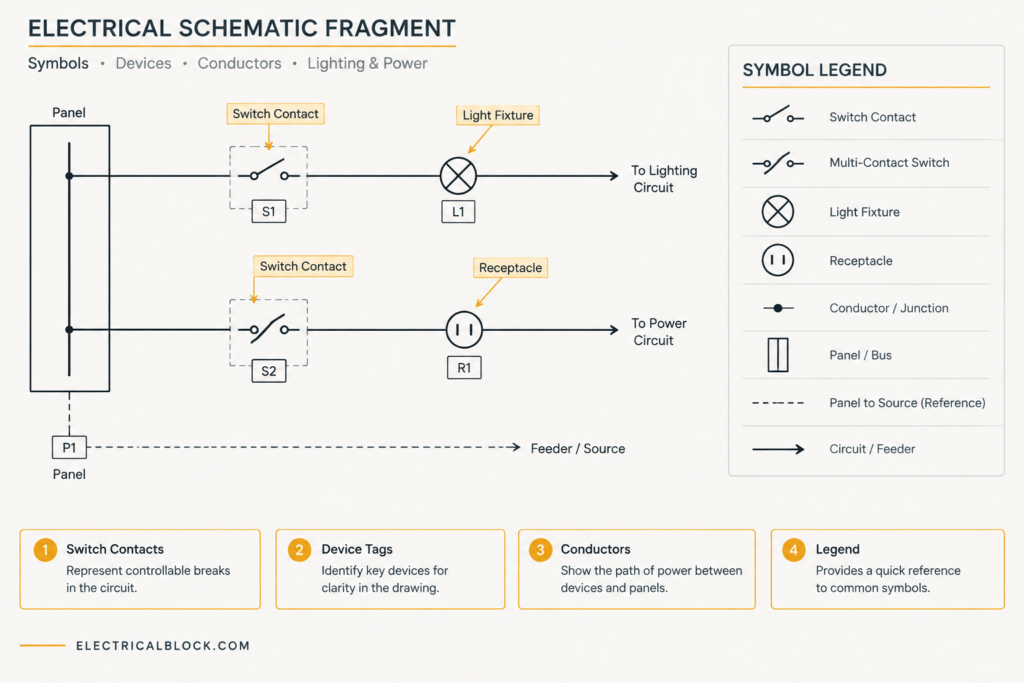 Schematic Switches Symbols DWG for AutoCAD | CAD Blocks electrical CAD illustration