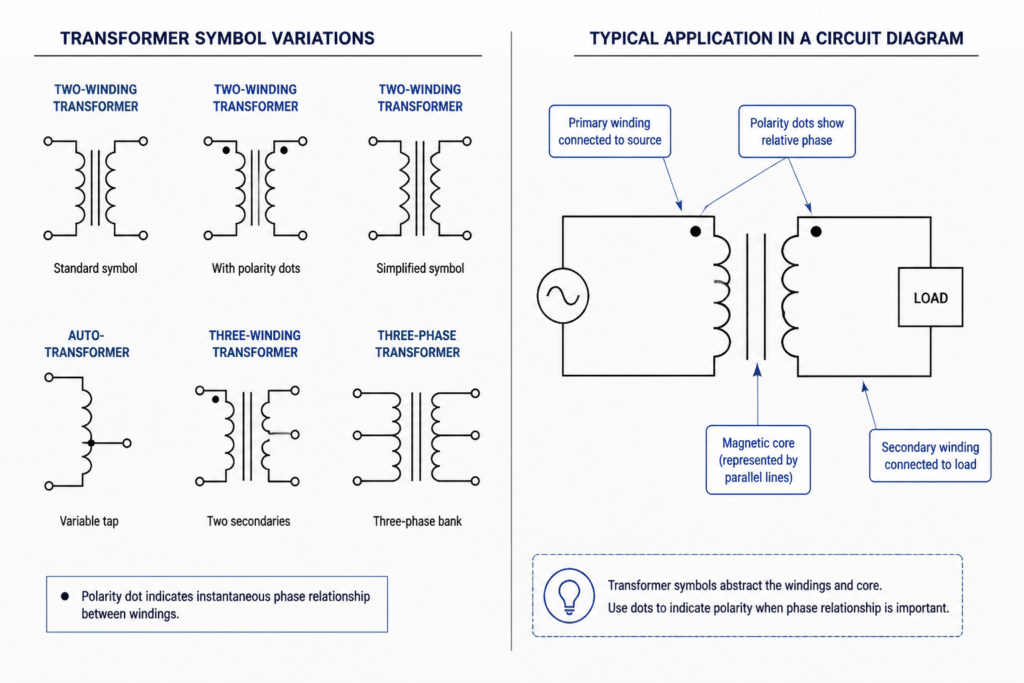 Schematic Transformers Symbols DWG for AutoCAD Drawings engineering illustration