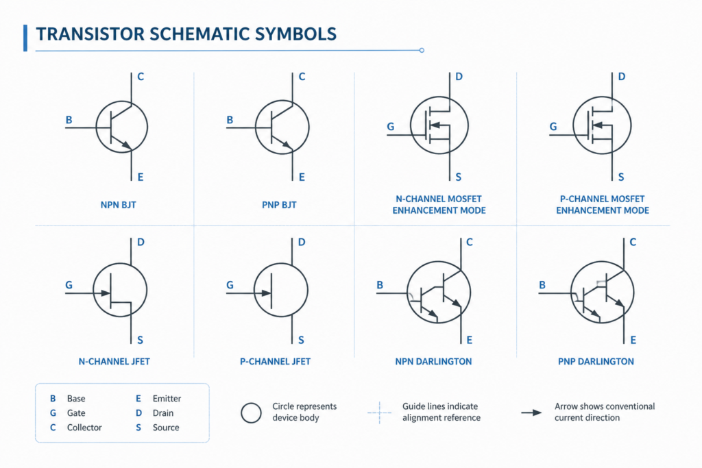 Schematic Transistors Symbols DWG for AutoCAD | CAD Block Download engineering illustration