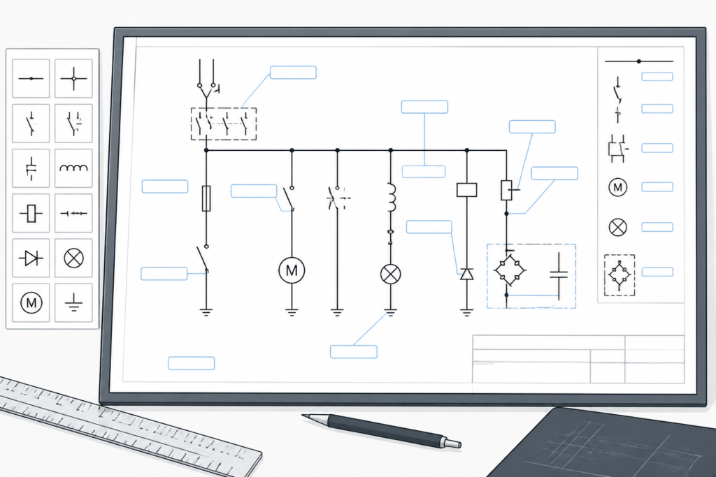 Schematic Wiring Symbols DWG for AutoCAD Electrical Drawings engineering illustration
