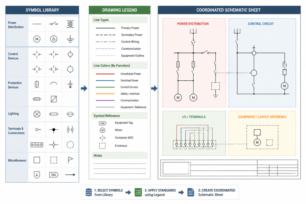 Schematic Wiring Symbols DWG for AutoCAD Electrical Drawings engineering illustration