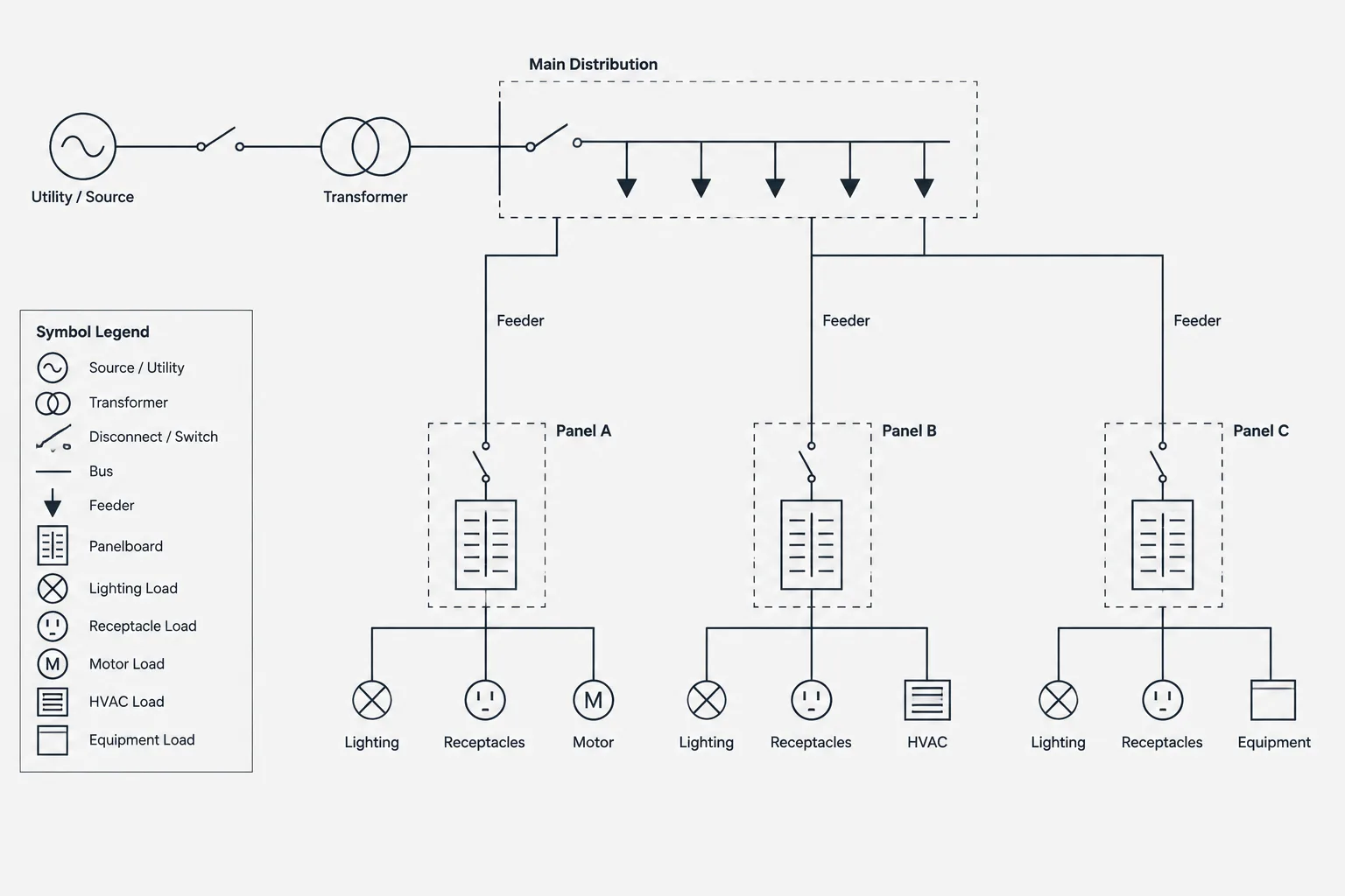 Single-Line Diagram Layout in CAD: Organizing Sources, Buses, Feeders, and Loads