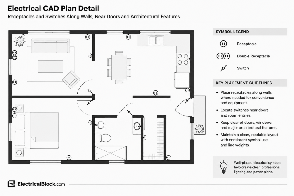 Sockets Switches CAD Blocks – Free AutoCAD DWG Download electrical CAD illustration