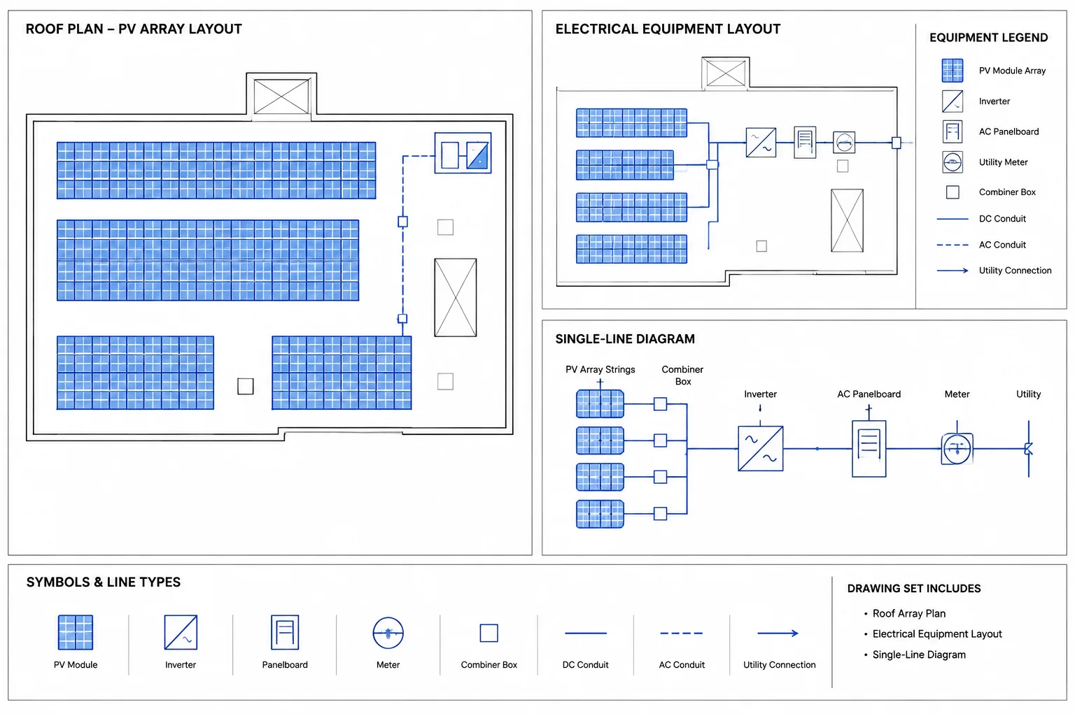 Solar PV Drawing Sets in CAD: Coordinating Arrays, Equipment, and Single-Line Diagrams