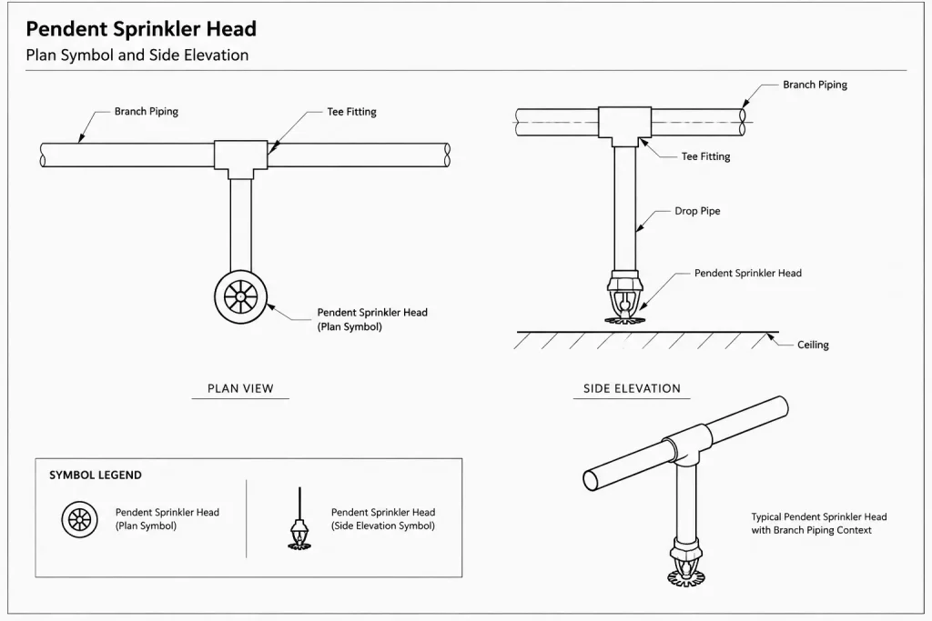 Sprinkler Head (Pendent) AutoCAD Drawing – Download Free CAD electrical CAD illustration