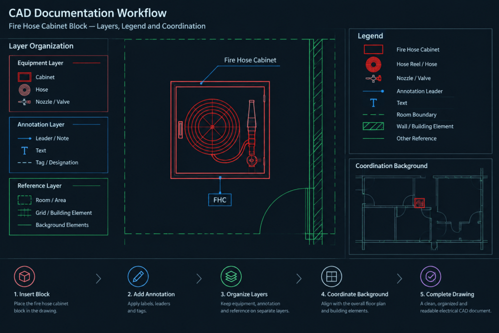 Stand Alone Fire Hose Cabinet AutoCAD Drawing | Equipment Design electrical CAD illustration